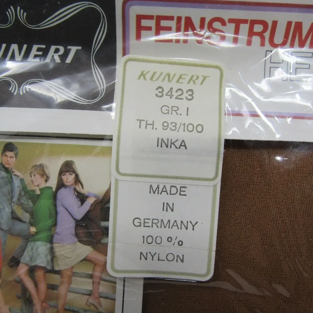 Vintage KUNERT Helanca Pantyhose Tights GR I INKA Brown 1960's Deadstock Germany